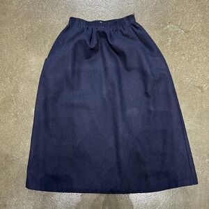 Skay Skirt Womens 8 Petite Navy Blue Straight Midi Elastic Waist Pull On USA